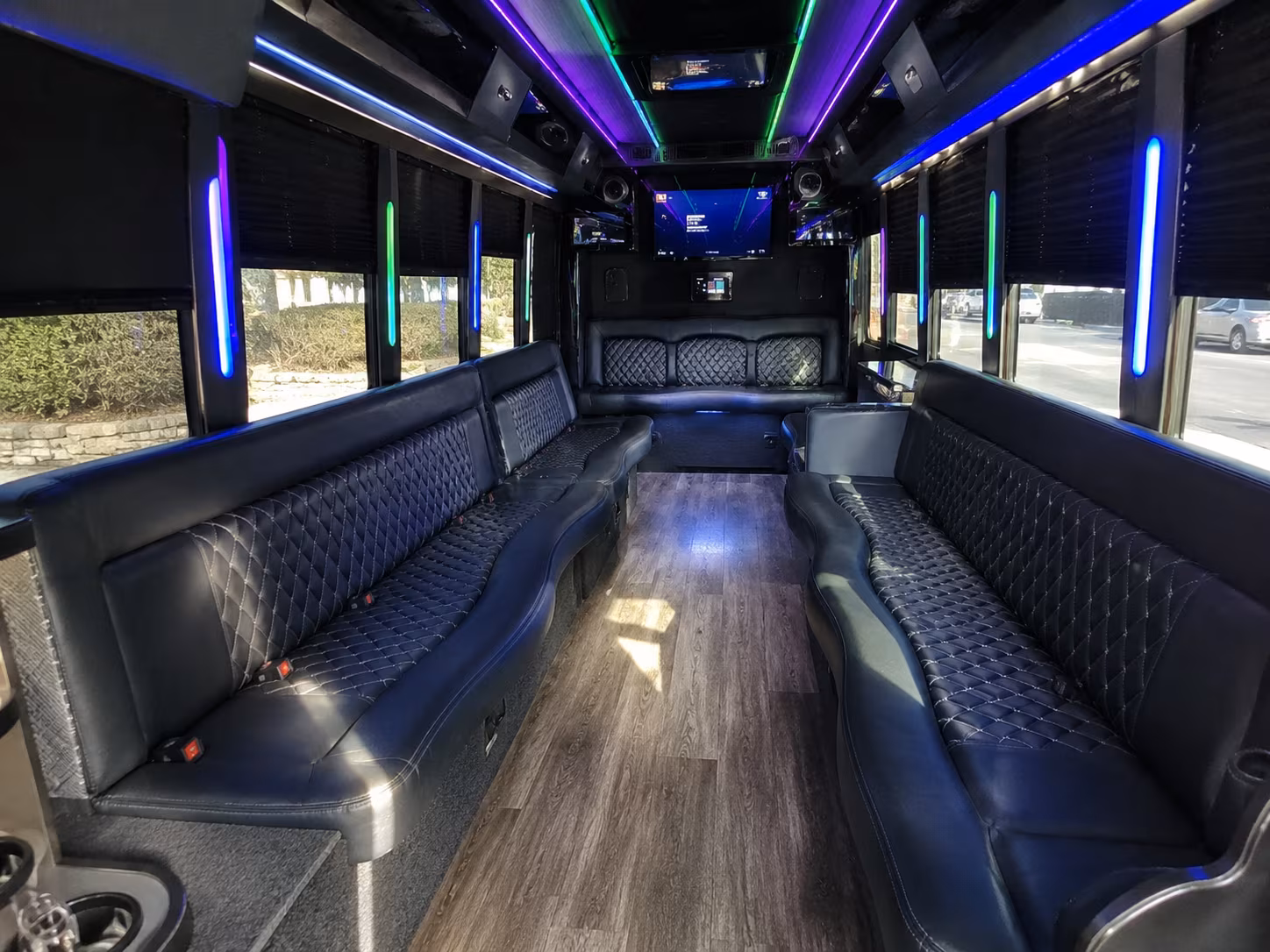 blacksburg 15 passenger party bus interior