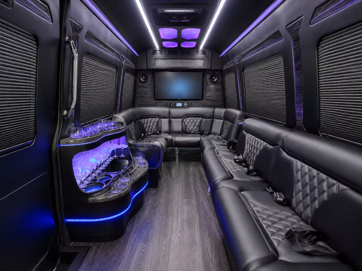 blacksburg 25 passenger party bus inside