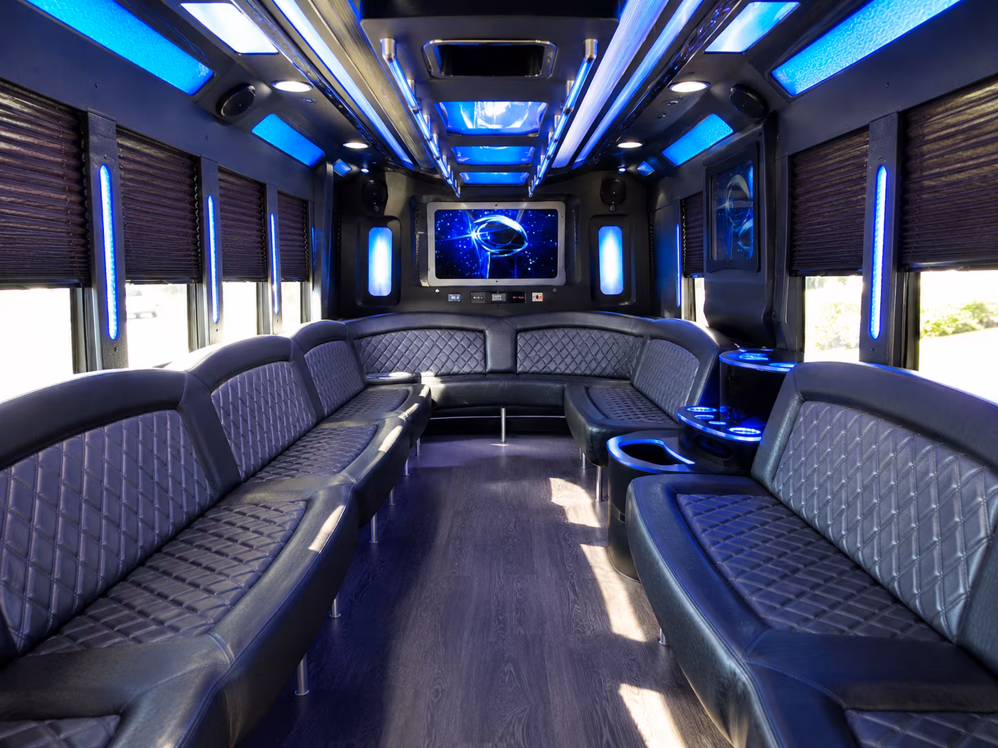 blacksburg 28 passenger party bus inside