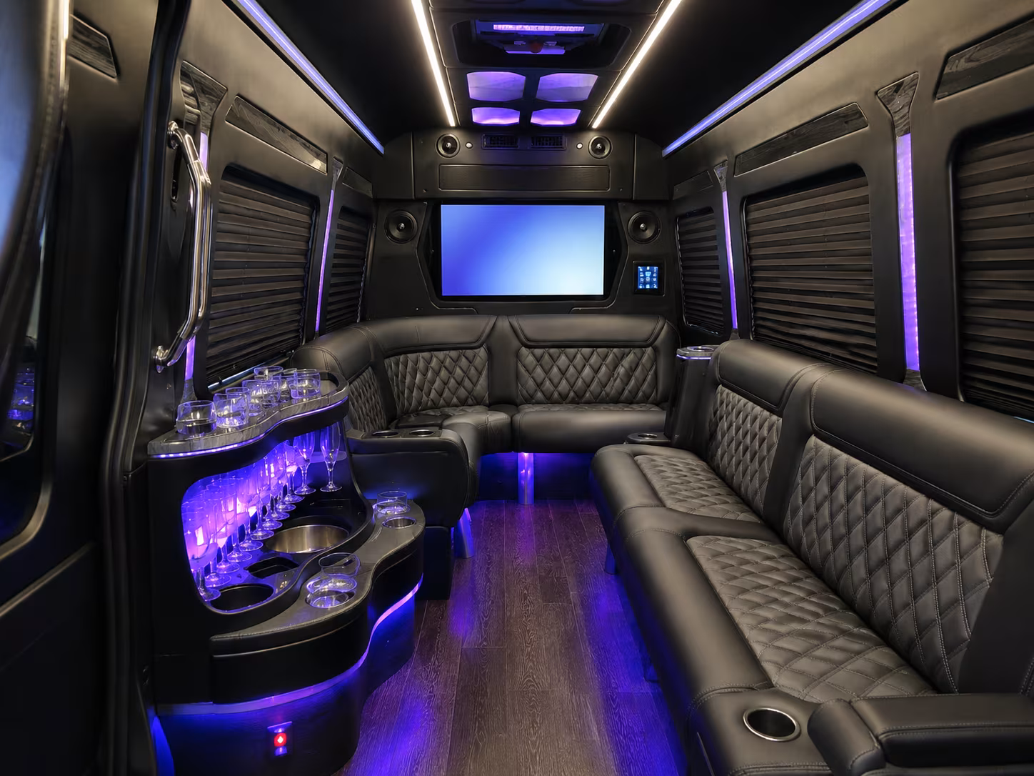 blacksburg 30 passenger party bus inside
