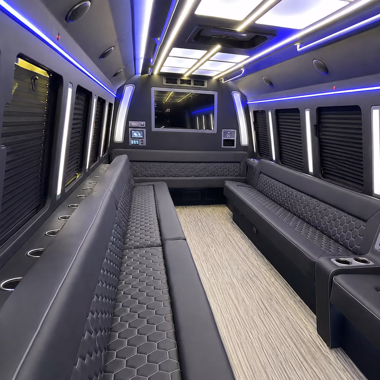 blacksburg 40 passenger party bus inside