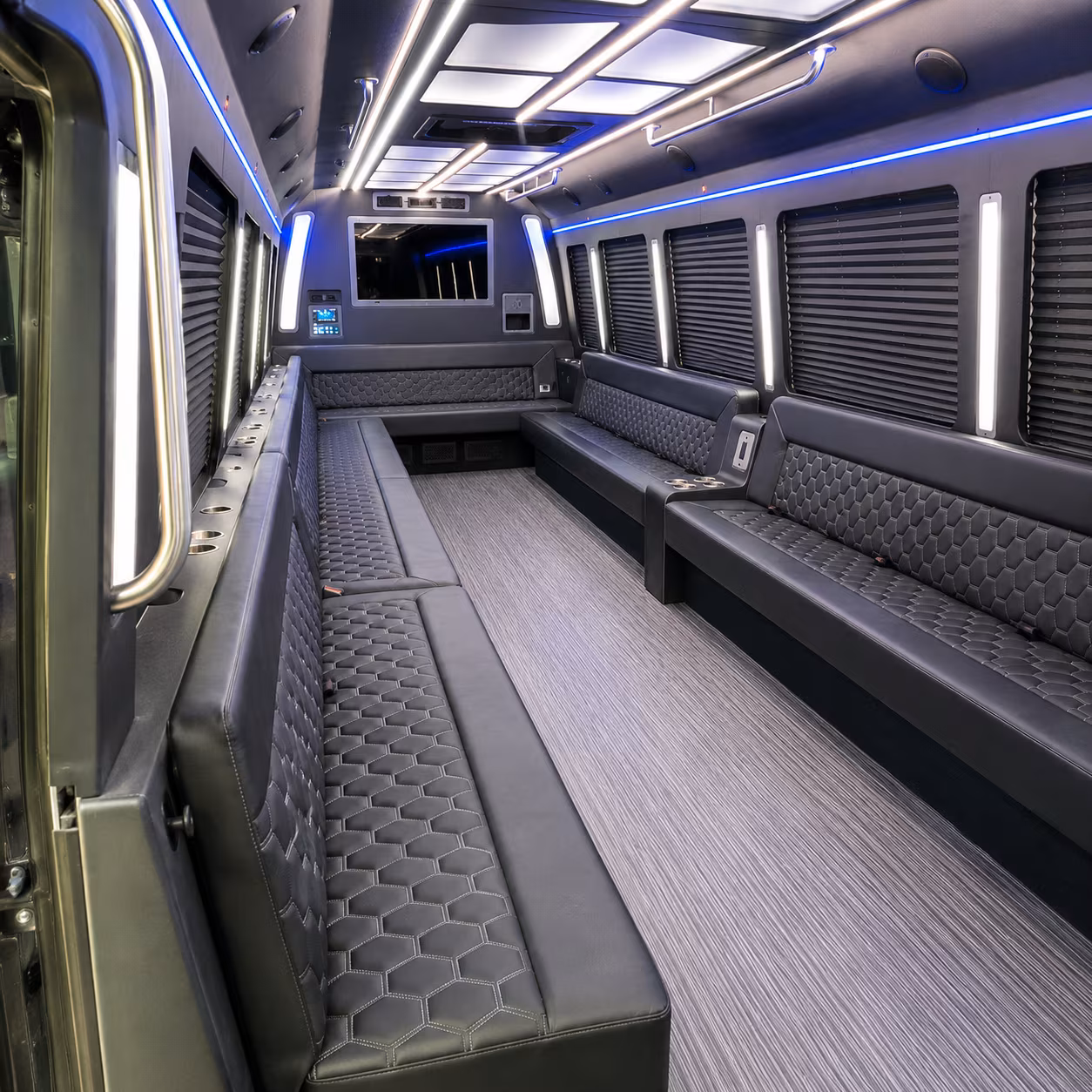 blacksburg 40 passenger party bus interior