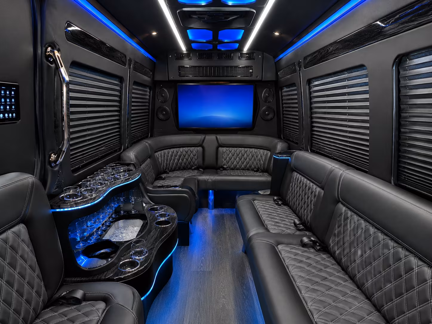 blacksburg 50 passenger party bus interior
